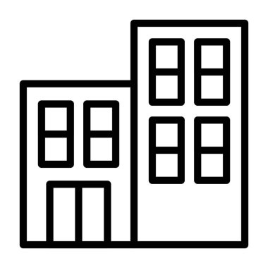 Ofis binası simgesi, siyah işaret beyaz arkaplanda izole edildi  