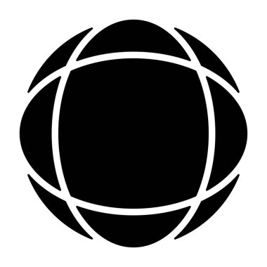 Küre simgesi, siyah işaret beyaz arkaplanda izole edildi  