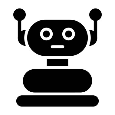 AI yardımcı simgesi, siyah işaret beyaz arkaplanda izole edildi  