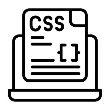 Beyaz geri gorund üzerindeki Css dosya simgesi, vektör illüstrasyonu  