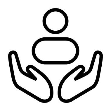 Charity Yardım Simgesi, siyah işaret beyaz arkaplanda izole  