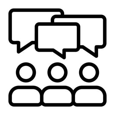 Forum simgesi ve siyah işaret beyaz arkaplanda izole edildi  