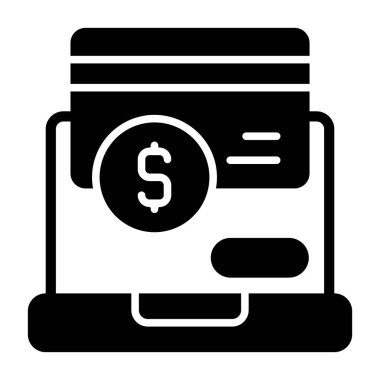 Ödeme Yöntemi simgesi, siyah işaret beyaz arkaplanda izole edildi  