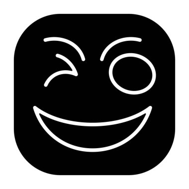 Göz Kırpan Yüz emoji simgesi vektör çizimi 