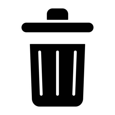 Çöp simgesi, siyah işaret beyaz arkaplanda izole edildi  