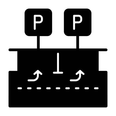 Paralel park simgesi, siyah işaret beyaz arkaplanda izole edildi  