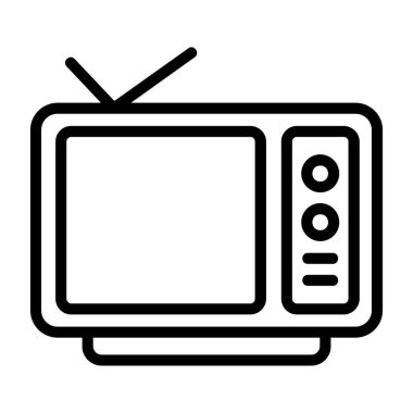 TV simgesi ve siyah işaret beyaz arkaplanda izole edildi  