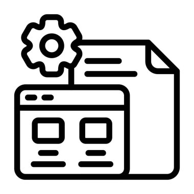 Web Sitesi Oluşturucu simgesi, siyah işaret beyaz arkaplanda izole edildi  