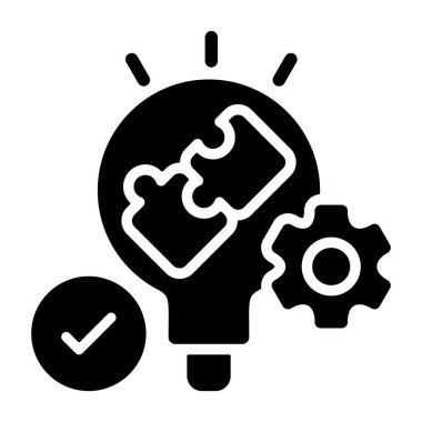 Sorun Çözme Birlikte simgesi, siyah işaret beyaz arkaplanda izole  