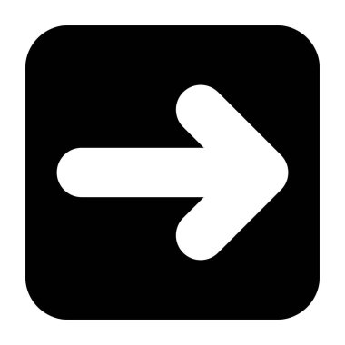 Beyaz arkaplanda Arrow Square Sağ simgesi, vektör illüstrasyonu 