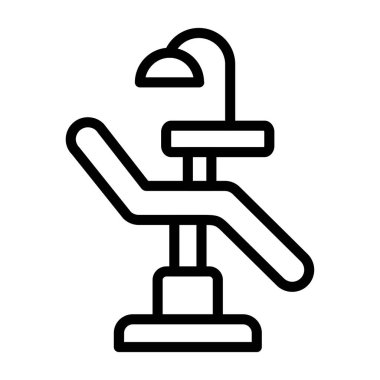 Dişçi Sandalyesi simgesi, siyah işaret beyaz arkaplanda izole edildi  