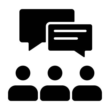 İşyeri İşbirliği simgesi, beyaz arkaplanda izole edilmiş siyah işaret  