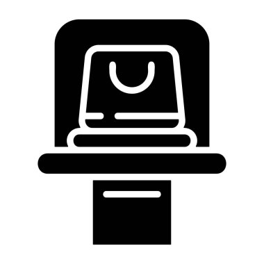 Ürün Şov simgesi, siyah tabela beyaz arkaplanda izole  