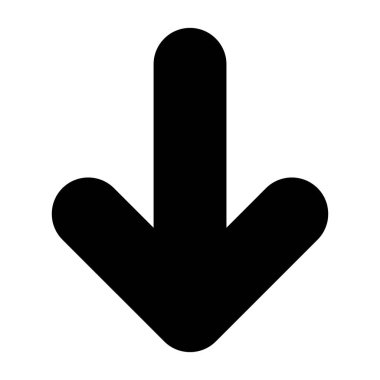 Beyaz arkaplanda Arrow Down simgesi, vektör illüstrasyonu 