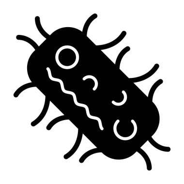 Bakteri simgesi, siyah işaret beyaz arkaplanda izole edildi  