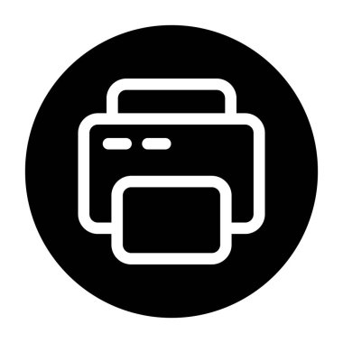 Yazdırma simgesi, siyah işaret beyaz arkaplanda izole edildi  