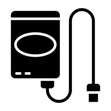 Harici Disk simgesi, siyah işaret beyaz arkaplanda izole edildi  