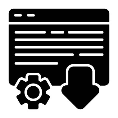 İniş Sayfası Tasarım simgesi, siyah işaret beyaz arkaplanda izole edildi  