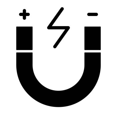 Çekim Mıknatısı simgesi, siyah işaret beyaz arkaplanda izole edildi  