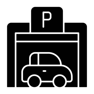 Pedestrian otopark simgesi, siyah tabela beyaz arkaplanda izole  