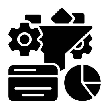 Ana Bileşen Analiz simgesi, beyaz arkaplanda izole edilmiş siyah işaret  