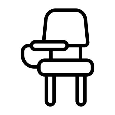 Beyaz arkaplanda sınıf sandalyesi simgesi, vektör illüstrasyonu 