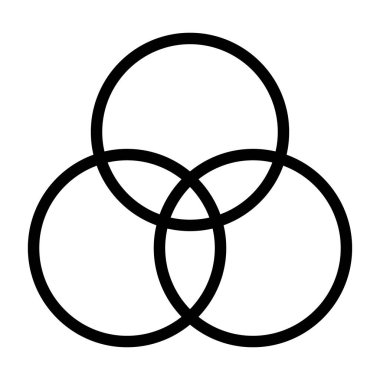 Beyaz arkaplanda Venn Diyagram simgesi, vektör illüstrasyonu 