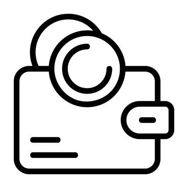 Beyaz arkaplanda cüzdan sikkeleri simgesi, vektör illüstrasyonu 