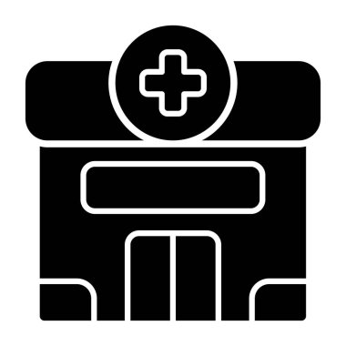 Beyaz arkaplanda klinik simgesi, vektör illüstrasyonu 