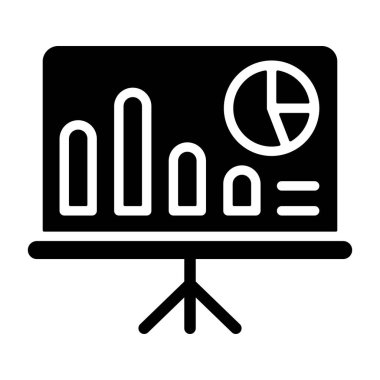 Beyaz arkaplan üzerindeki Grap sunum simgesi, vektör illüstrasyonu 