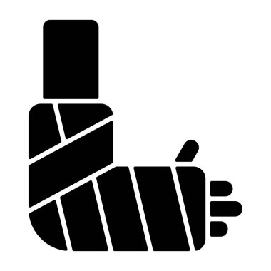 Kırık Kol simgesi, siyah işaret beyaz arkaplanda izole edildi  