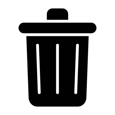 Çöp simgesi, siyah işaret beyaz arkaplanda izole edildi  