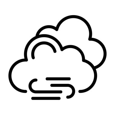 Windy simgesi, siyah işaret beyaz arkaplanda izole edildi  