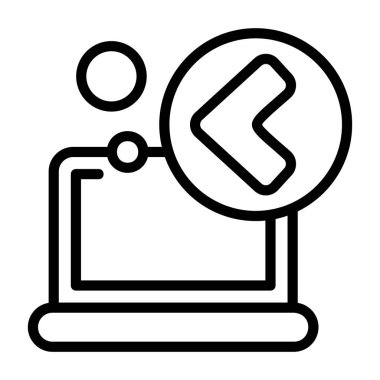 Geri simge, beyaz arkaplanda izole edilmiş siyah işaret  