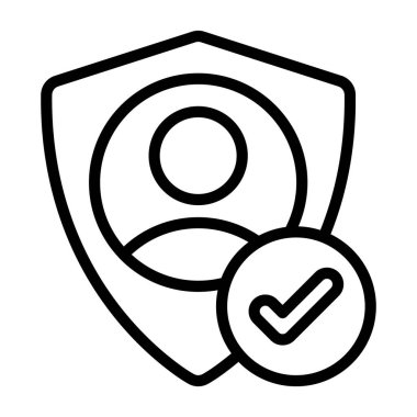 Kullanıcı Yetkilendirme simgesi, siyah işaret beyaz arkaplanda izole edildi  