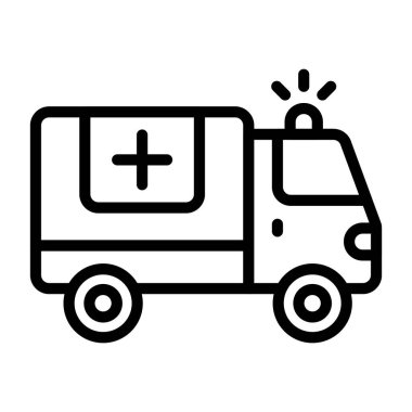 Ambulans simgesi, beyaz arkaplanda siyah işaret  