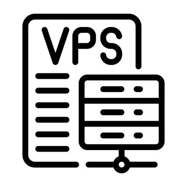 VPS Sunucu - düz çizgilerle ince illüstrasyon