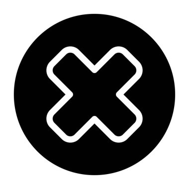 Crossmark simgesi, siyah işaret beyaz arkaplanda izole edildi  