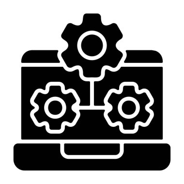 IT Altyapı simgesi, siyah işaret beyaz arkaplanda izole edildi  