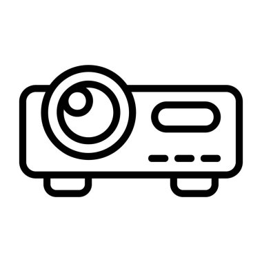 Projektör simgesi, siyah işaret beyaz arkaplanda izole edildi  