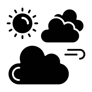 Bulutlu Gün simgesi, basit vektör illüstrasyonu 