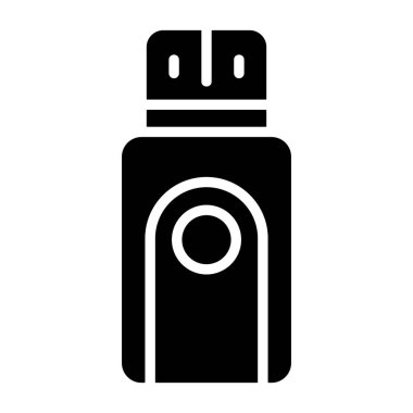 USB Flash Sürücü simgesi, siyah işaret beyaz arkaplanda izole edildi  