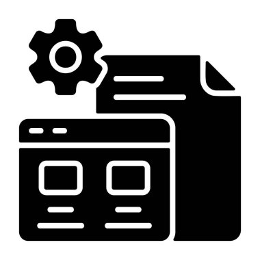 Web Sitesi Oluşturucu simgesi, siyah işaret beyaz arkaplanda izole edildi  