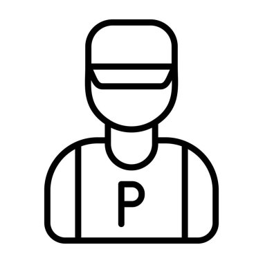 Park görevlisi simgesi, siyah işaret beyaz arkaplanda izole edildi  