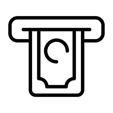 Çekim simgesiyle nakit, beyaz arkaplanda siyah işaret izole edildi  