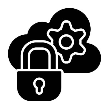 Bulut Güvenlik simgesi, basit vektör illüstrasyonu 