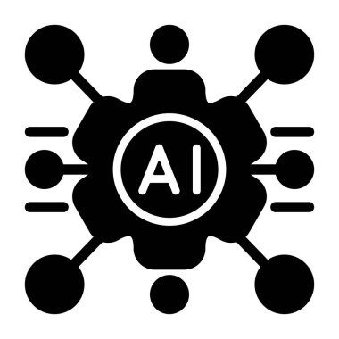 Bilişsel Yapay Zeka simgesi işaret vektörü illüstrasyonu    