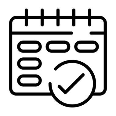 Dijital kullanım için ince çizgi simgesi, takvim resmi