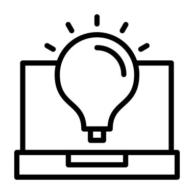 Laptop Beyin Fırtınası simgesi işaret vektör çizimi  