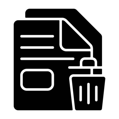 Beyaz geri gorund, vektör illüstrasyonunda silinmiş dosya simgesi  